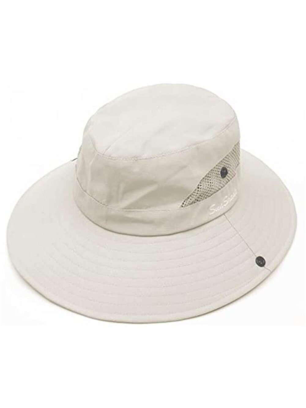 Beige Wide Brim Sun Hat Women UV Protection Ponytail Beach Fishing Hat - Picture 5 of 7